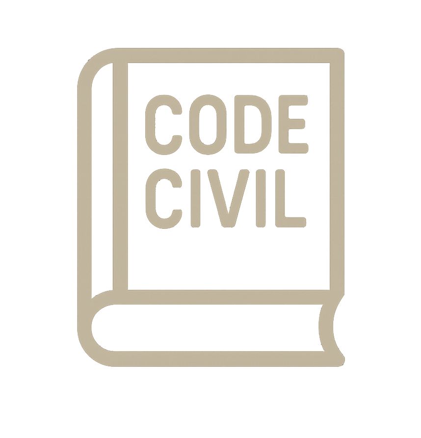 image représentant un dessin du code civil sur lequel il est écrit "code civil"